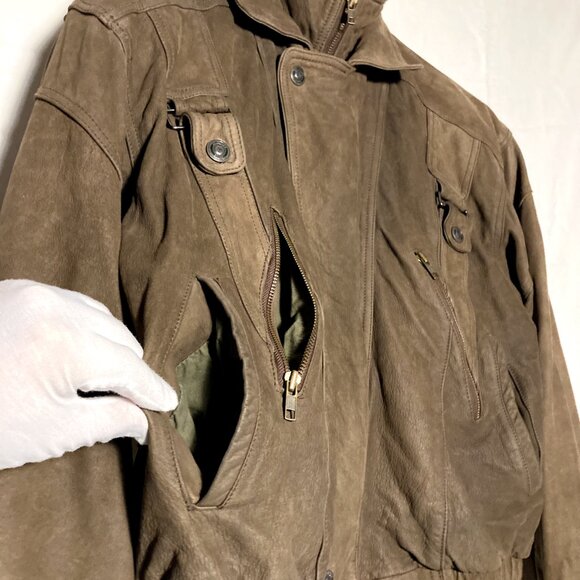 Mens Vintage WILSONS Adventure Bound Bomber Jacket - Brown Leather w/ Liner - Lg - Picture 5 of 12